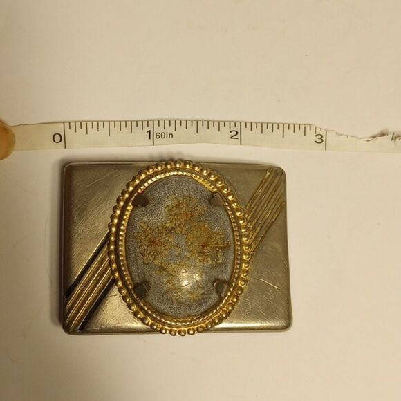 Vintage Pressed Flower Belt Buckle - Picture 3 of 5